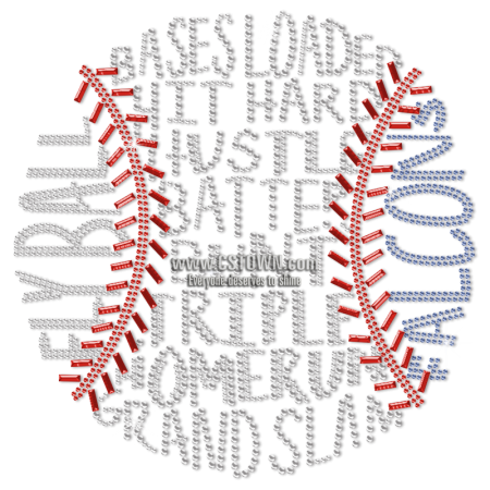 Baseball Metal Nailhead Heat Transfer For Shirts